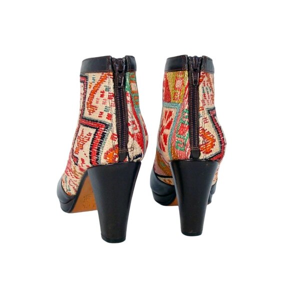 SILKSON SHOES Turkish Kilim Heeled Booties Ankle Boots 40/ 9.5-10 - Picture 3 of 7